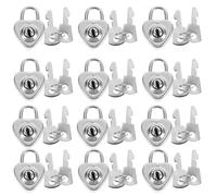 Cabilock Lucchetti a Forma di Cuore Mini Set da 12 Pezzi Chiavi, Serrature Antiruggine in Ferro per Diario, Valigia e Armadietto, Sicurezza Portatile per Viaggi e Uso Quotidiano