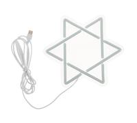 Cabilock luce al neon a stella a sei punte stella di David neon per bar LED decorazione da parete a LED ebraica White