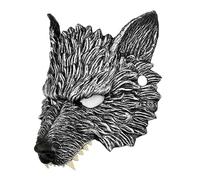 Cabilock Maschera Accessorio Cosplay Realistico e Creativo Lupo Mannaro Mezza Faccia in Pu Nero per Halloween e Role-play per Uomo e Donna