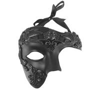 Cabilock Maschera da Soldato Romano Finitura Delicata e Artigianato Fine per Uomo in Plastica Nera per Halloween e Feste in Maschera Cosplay