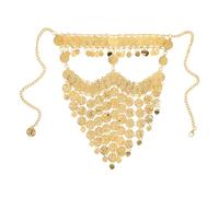 Cabilock Maschera Danza Ventre Oro in Lega Frange Metalliche | Arabo ed Egiziano, Design Traspirante e Leggero, Struttura Quickwear per Donne