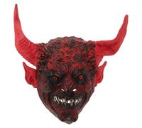 Cabilock Maschera Demone con Corna Rosse, Volto Intero per Halloween | Effetto Realistico e Drammatico, Struttura Sottile e Flessibile, Contorni 3d, per Adulti