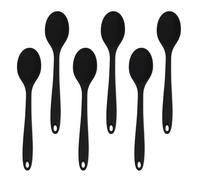 Cabilock Nero Cucchiaio da Cucina Impugnatura Ergonomica in Silicone, 6 pezzi, Cucchiaio da Portata per Cucina, per Mescolare e Servire la Zuppa, Antiaderente