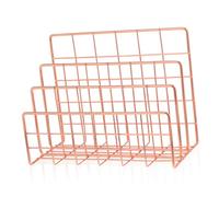 Cabilock Organizer da Scrivania in Ferro con Slot per Documenti e Libri Porta Mail e Cancelleria Supporto Metallico Compatto per Ufficio e Studio Design Elegante Rosa