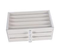 Cabilock Organizer Portagioie con Antipolvere per Bracciali Collane e Perle Scatola Compatta da Beige con Strati e Scomparti per Donne e Ragazze in Spazi Ridotti