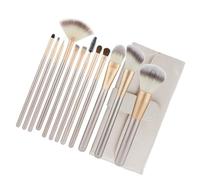Cabilock Pennelli Trucco Professionali in Bianco Riso con Borsa per Viso Occhi Sopracciglia Pennelli Blush Fondotinta Ombretto Contouring Facili da Pulire e Resistenti per Uso Quotidiano e