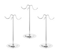 Cabilock Piantana Altezza Regolabile Porta Asciugamani in Acciaio Inossidabile Bagno Argento e Struttura Robusta, Supporto 2 Ganci Set 3 Pezzi per Sciarpe e Borse per Bagno o Scrivania