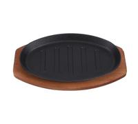 Cabilock Piatto sfrigolante: Piatto per Bistecca sfrigolante con Base in Legno, 12 Pollici, Piatto in ghisa per servire bistecche, Piatto per fajita teppanyaki, per Barbecue al Ristorante