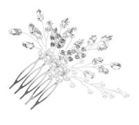 Cabilock Piccolo Pettine per Capelli con Pietre e Perline, Argento da Sposa | Accessori per Cerimonia e Festa, Design Raffinato e Leggero, per Sposa e Testimone