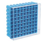 Cabilock Porta Provette in Plastica Blu per Laboratorio con Capacità 81 Pozzetti da 1.8ml e 2.0ml, Protezione Sigillata e Coperchio a Cerniera Numerato