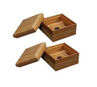 Cabilock Portasapone Da Viaggio in Bambù Giapponese Set Da 2 Coperchio Portatile Per Bagno Palestra Campeggio