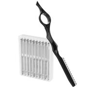 Cabilock Rasoio Manuale da Uomo in Metallo con 10 Lame di Ricambio Taglio Chioma per Sfoltire e Rifinire Impugnatura Robusta e Leggera Set 11 Pezzi per Uso Quotidiano e Styling