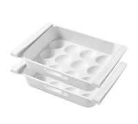 Cabilock Scatola Porta Uova per Frigorifero 2 Pezzi in Pp Bianco Design a Cassetto per Risparmiare Spazio, Contenitore Multiuso per Frutta e Verdura in Casa