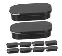 Cabilock Scatole di Latta Rettangolari Nere con Coperchio Scorrevole, Set da 10 Mini Contenitori in Metallo Portatili per Balsamo Labbra, Cosmetici Solidi e Piccoli Gioielli,