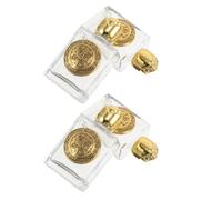 Cabilock Set 4 Bottiglie Incise in Vetro e Lega Oro da 15ml, Design Raffinato e Sobrio, Pratiche e Comode da Usare per Viaggi e Altari