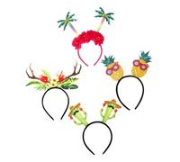 Cabilock Set 4 Fasce per Chioma da Festa a Tema Spiaggia Tropicale, Cerchietti per Motivi Ananas, Cervo, Palma e Cactus, Accessori per Feste Hawaiane e Carnevali