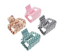 Cabilock Set 4 Pezzi Mollettoni per Chioma a Scacchiera in Materiale Sintetico, Design a Denti, Comodi da Indossare, come Accessori Chioma Donna alla Moda