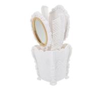 Cabilock Set 5 Spazzole per Chioma e Pettini da Casa e Parrucchiere con Supporto Porta Spazzole Bianca, Setole Indolori per Massaggio Cuoio Capelluto, Organizer Trucco e Ufficio per Donna