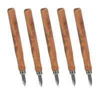 Cabilock Set da 5 Coltelli Strumenti Artigianali per Intaglio Legno Manico Marrone in Materiale Sintetico Lame di Qualità Premium per Incisione e Tracciatura Linee per Lavorazioni