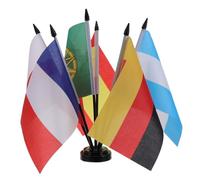 Cabilock Set Mini Bandiere da Tavolo 6 Paesi con Supporto Nero Bandiera Francia, Inghilterra, Spagna, Germania, Argentina, Portogallo Decorazioni per Eventi Sportivi Coppa Riutilizzabile