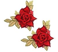 Cabilock Toppe Ricamate Fiore Termoadesive Rosse in Filato di Poliestere, Pratiche ed Eleganti per Borsa e Cappello, di Patch Fai da Te per Abbigliamento