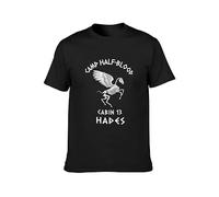 Cabin 13 Camp Half Blood Skeleton Hades Percy Jackson Olympians Boy T-Shirt Graphic Tee Printed Top Mens Shirt Black M