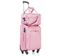 CABIN 5550 Set da 2 Valigie Trolley Leggero con Bagaglio a mano Borsone Piccolo Cabin Size - Trolley morbido con ruote girevoli 55x40x20 e Bagaglio a Mano 40x25x20