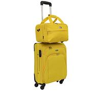 CABIN 5550 Set da 2 Valigie Trolley Leggero con Bagaglio a mano Borsone Piccolo Cabin Size - Trolley morbido con ruote girevoli 55x40x20 e Bagaglio a Mano 40x25x20
