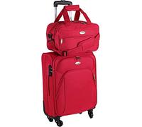 CABIN 5550 Set da 2 Valigie Trolley Leggero con Bagaglio a mano Borsone Piccolo Cabin Size - Trolley morbido con ruote girevoli 55x40x20 e Bagaglio a Mano 40x25x20