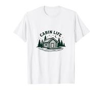 Cabin Life Rustic Wilderness Getaway Amante della Natura Maglietta, Uomo, Bianco, L