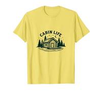 Cabin Life Rustic Wilderness Getaway Amante della Natura Maglietta, Uomo, Limone, XL