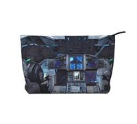 Cabin of The Future - Borsa per il trucco in velluto a coste con chiusura a cerniera, multifunzione, 22 x 7 x 17 cm, per viaggi, campeggio, vacanze, fitness, Nero , Taglia unica