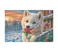 Cabin Rose Samoyed Puzzle 1000 Pezzi Creativo Rompicapo Educativo Canine Rose Snow Per Ragazzi Intelligenza E Creatività Idea Regalo Natale Per Figlio E Cugini 1000 PCS