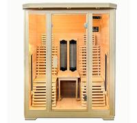 Cabina a infrarossi Göteborg per 2 persone, in legno Hemlock, radiatore di calore profondo, sistema audio Bluetooth, cromoterapia, aromaterapia, disinfezione dell'ozono, risparmio di spazio e
