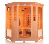 Cabina a infrarossi Trondheim Beta per 4 persone, in legno Hemlock, radiatore di calore profondo, sistema audio Bluetooth, cromoterapia, aromaterapia e disinfezione dell'ozono, risparmio energetico e