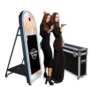 Cabina a specchio portatile con touch screen da 32 pollici con valigetta per il trasporto, cabina fotografica a specchio, cabina fotografica per selfie (65 pollici) per matrimoni, feste ed eventi
