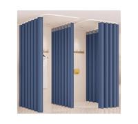 Cabina armadio a forma di U, binario scorrevole for negozio di abbigliamento, divisorio, angolo for camerino, tenda curva for spogliatoio(Blauw,2.4 * 2.7m)
