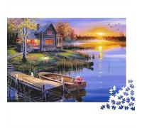 Cabina del lago rustico Puzzle 1000 Pezzi Impossibile Regalo Perfetto Cabina lago rustico Dock Puzzle Giocattolo Decompressivo Intellettuale Educativo Divertente Gioco Famiglie Erwachsene Kinder