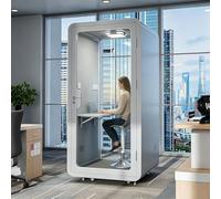 Cabina di registrazione musicale insonorizzata, portatile, con scrivania integrata, con luce LED e ventilazione per una migliore qualità audio