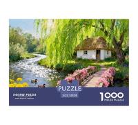 Cabina di Willow Tree sul Fiume Puzzle in Legno Impermeabile DIY Puzzles Da 1000 Pezzi Per Adulti Sfidanti E Rompicapo Giochi Di Impegnativi