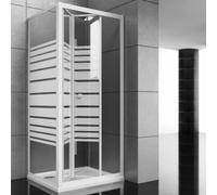 Cabina Doccia 3 Lati con Porta a Soffietto Cristallo Serigrafato 70x70x70 cm