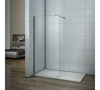 Cabina doccia 90x185cm Walk In Parete Fissa Con Barra Stabilizzatrice Tagliabile 90cm Vetro Temperato Trasparente Anticalcare Easyclean