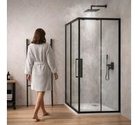 Cabina Doccia Angolare Corner Black Cristallo 6 mm 100x100x195 cm