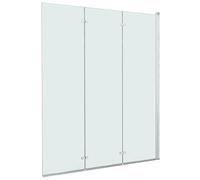 Cabina doccia pieghevole 3 pannelli in vetro di sicurezza con profili cromati, 130 x 138 cm, salvaspazio e stabile per piccoli bagni