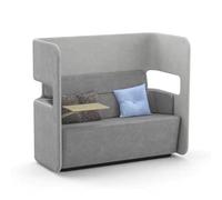 Cabina for due persone con schienale alto for uffici,divani semichiusi,design for la privacy,include design con schienale cavo e cornice grigia,per zona reception e soggiorno(Gray,185*75*130CM)