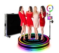 Cabina fotografica a 360 gradi, veloce o rallentatore automatico, logo personalizzato, custodia di volo, telecomando APP, luce anulare RGB (100 cm/39,4 pollici)