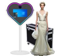 Cabina fotografica a forma di cuore con luce RGB, cornice LED selfie portatile touch screen 54,6 cm cabina specchio magica macchina per feste, eventi, matrimonio (bianco, Photo Booth)