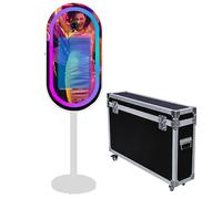 Cabina fotografica a specchio con software APP Magic Selfie Station Shell Stand Photobooth macchina touch screen con luce RGB e trolley per eventi (bianco B, macchina per cabina fotografica)