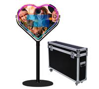 Cabina fotografica a specchio con software APP Magic Selfie Station Shell Stand Photobooth macchina touch screen con luce RGB e trolley per eventi (nero C, macchina per cabina fotografica)