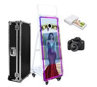 Cabina fotografica a specchio da 150 cm, touch screen interattivo da 32 pollici con luce quadrata e luce RGB, mini PC integrato, cabina fotografica a specchio magico per eventi (bianco, 60" (schermo